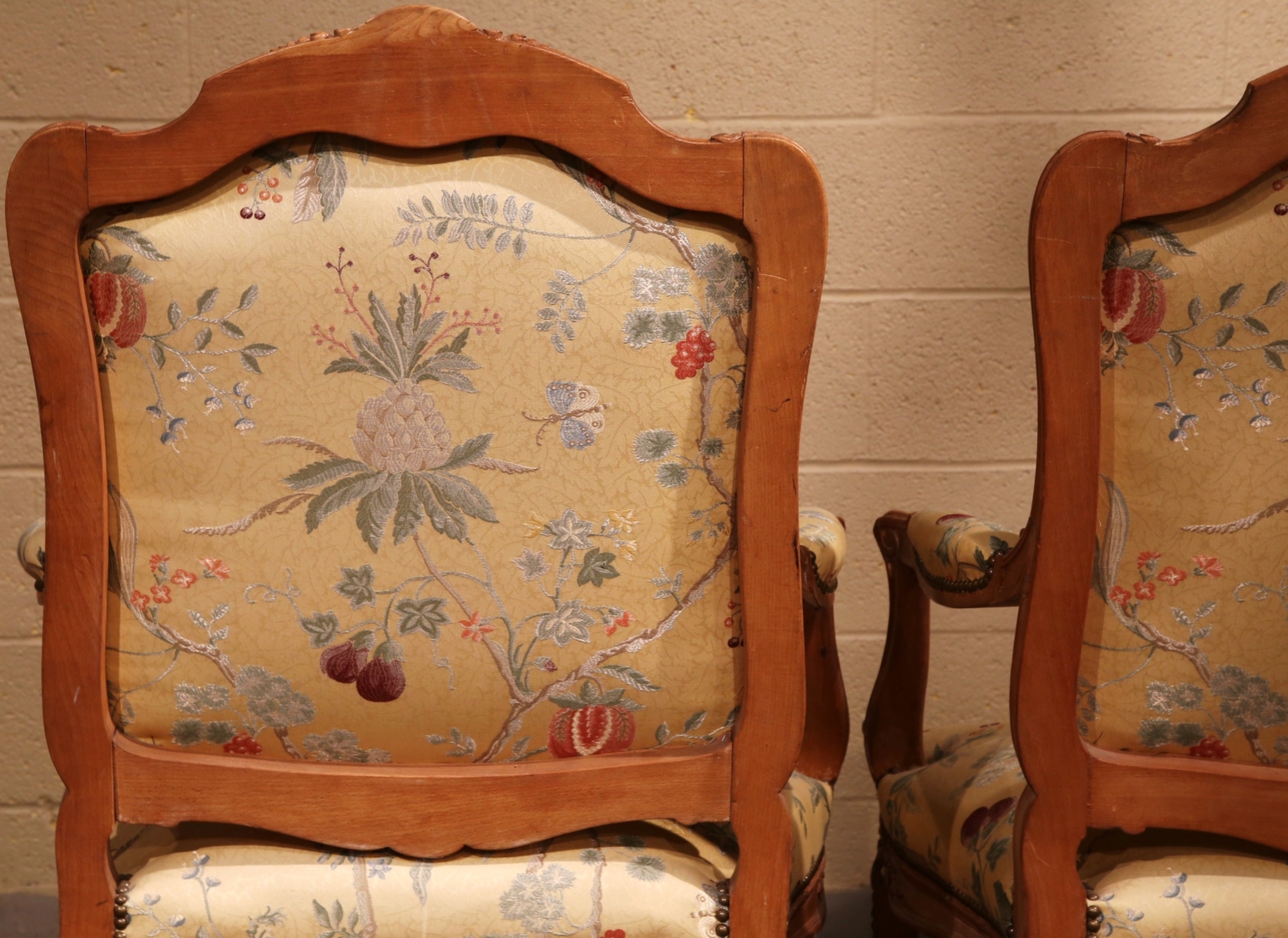 Louis XV Walnut Needlepoint Upholstered Armchair