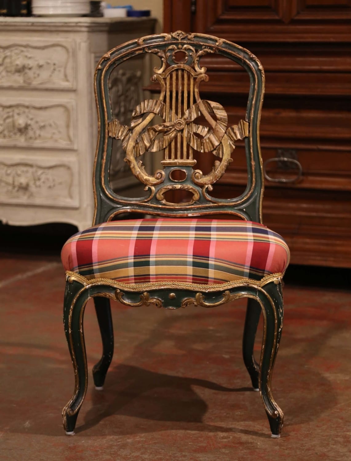 French 20th Century Reproduction Louis XV Style Painted Side Chair -  Fireside Antiques