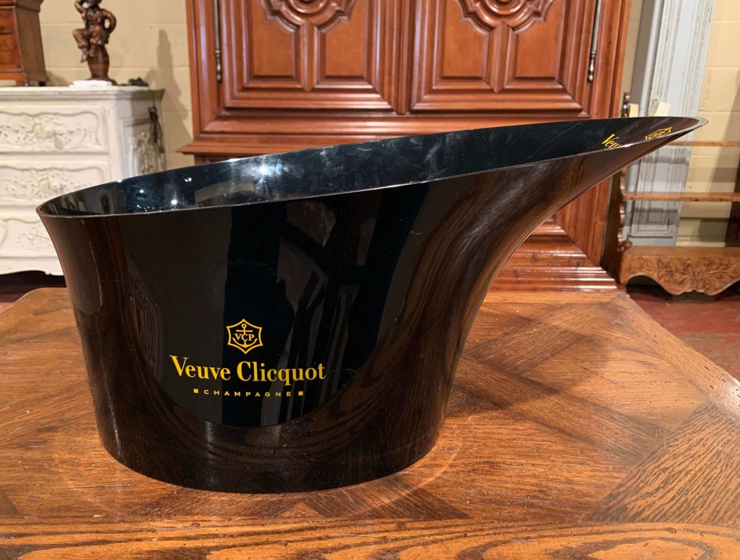 French Acrylic Veuve Clicquot Double Magnum Champagne Cooler with Glasses