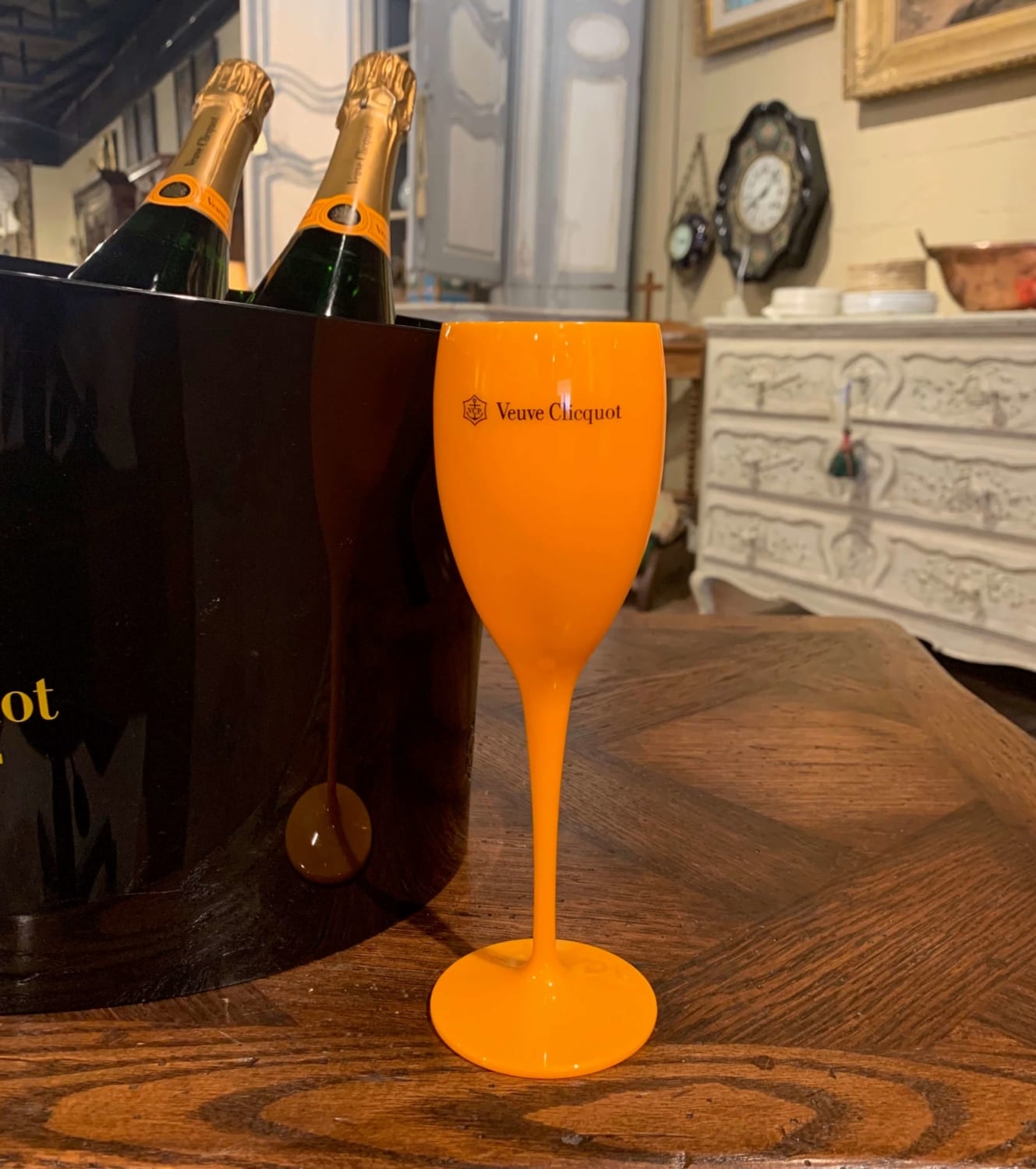 Vintage French Acrylic Veuve Clicquot Magnum Champagne Cooler