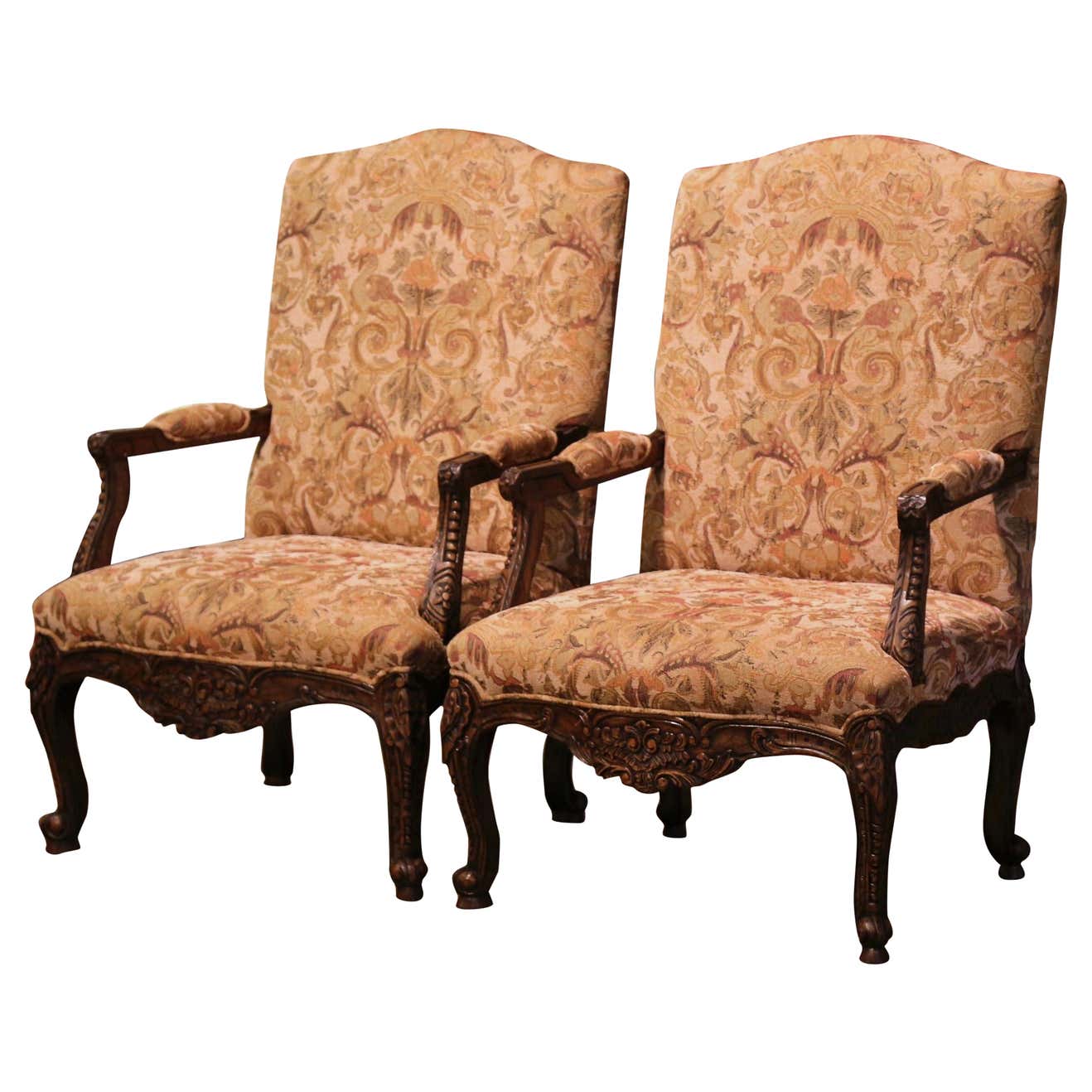 Pair of Period 18th Century French Louis XVI Walnut Fauteuil Arm