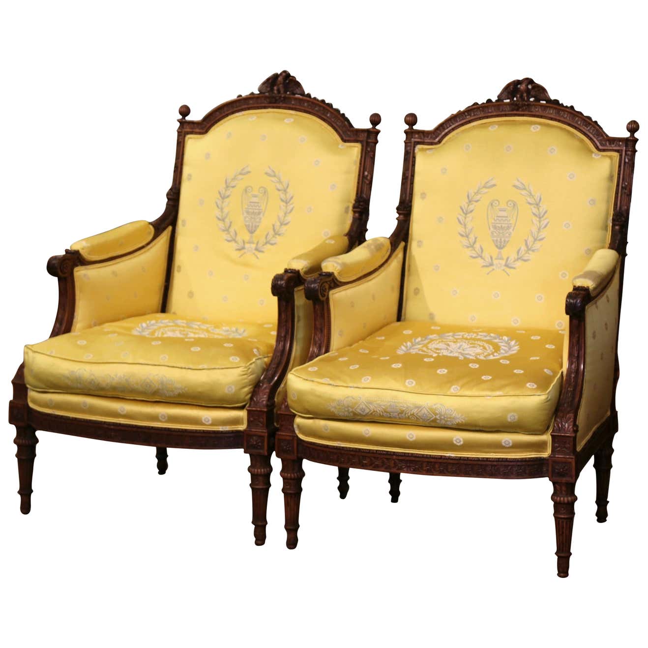 Louis XVI Traditional Lounge Chair and Ottoman