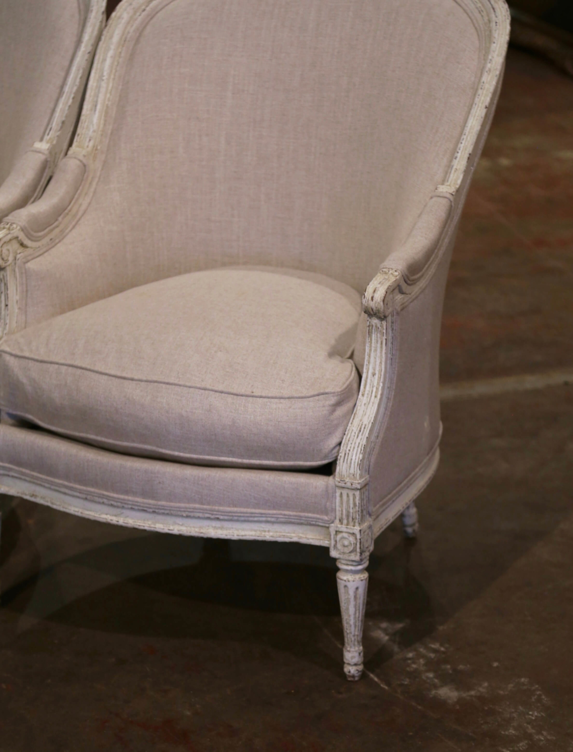 Pair of Antique French Parcel Paint Cabriolet Armchairs, Late 19th