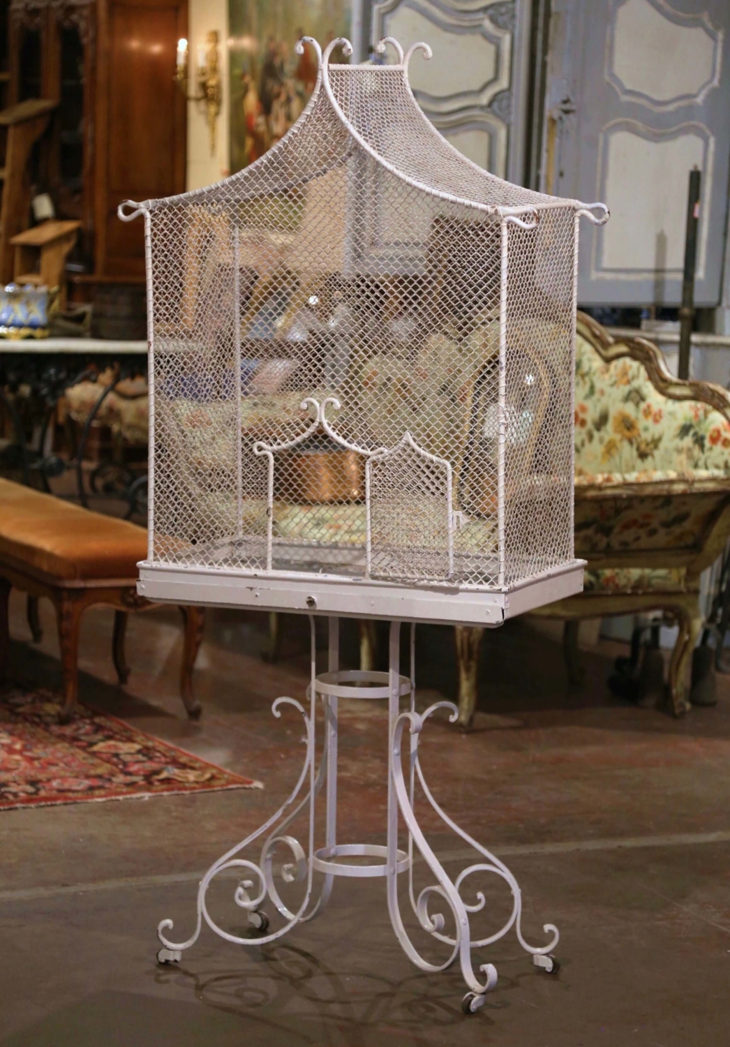 Early 20th Century Brass and Glass Birdcage