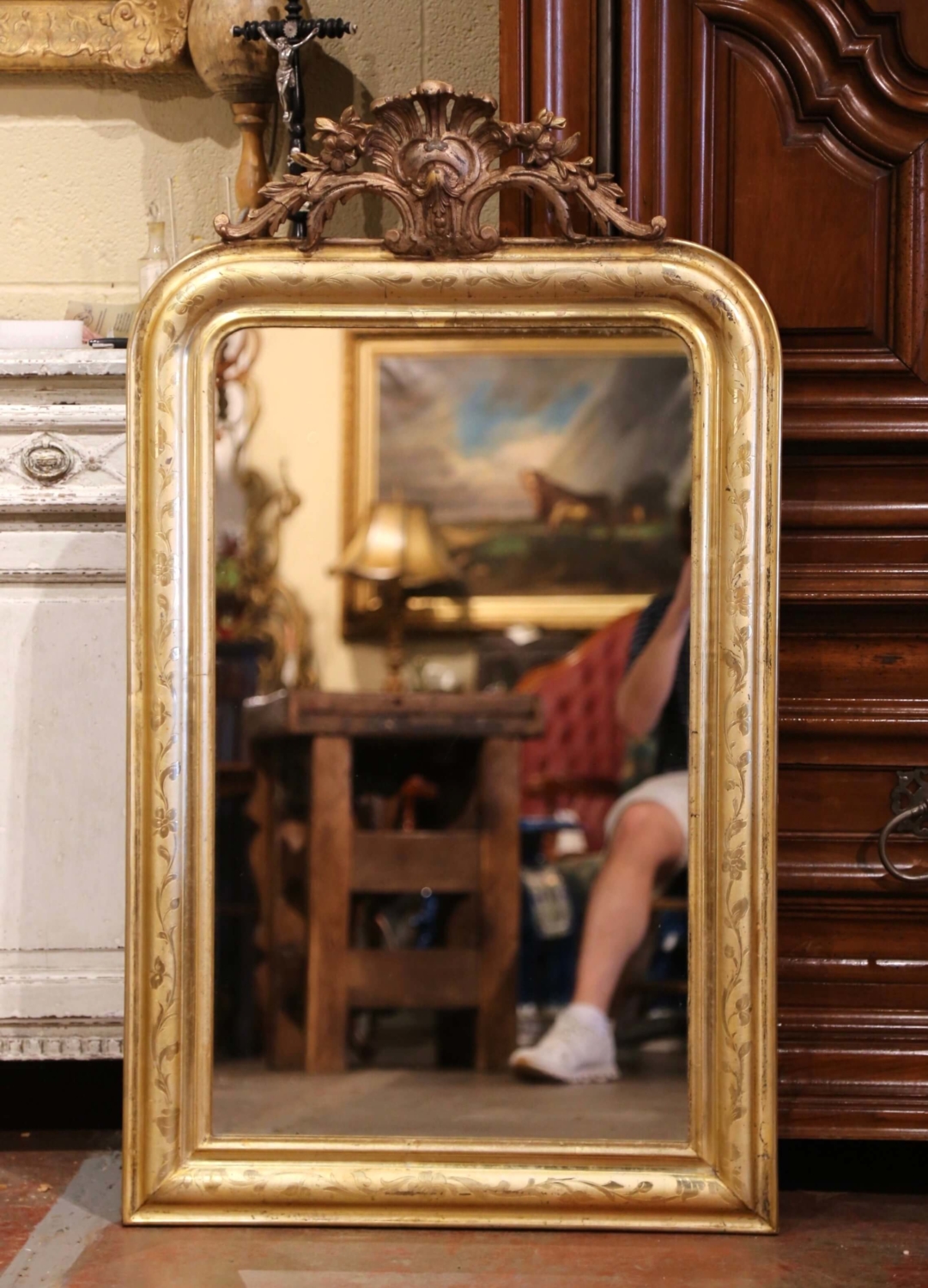 Large 19th Century French Louis Philippe Period Giltwood Mirror