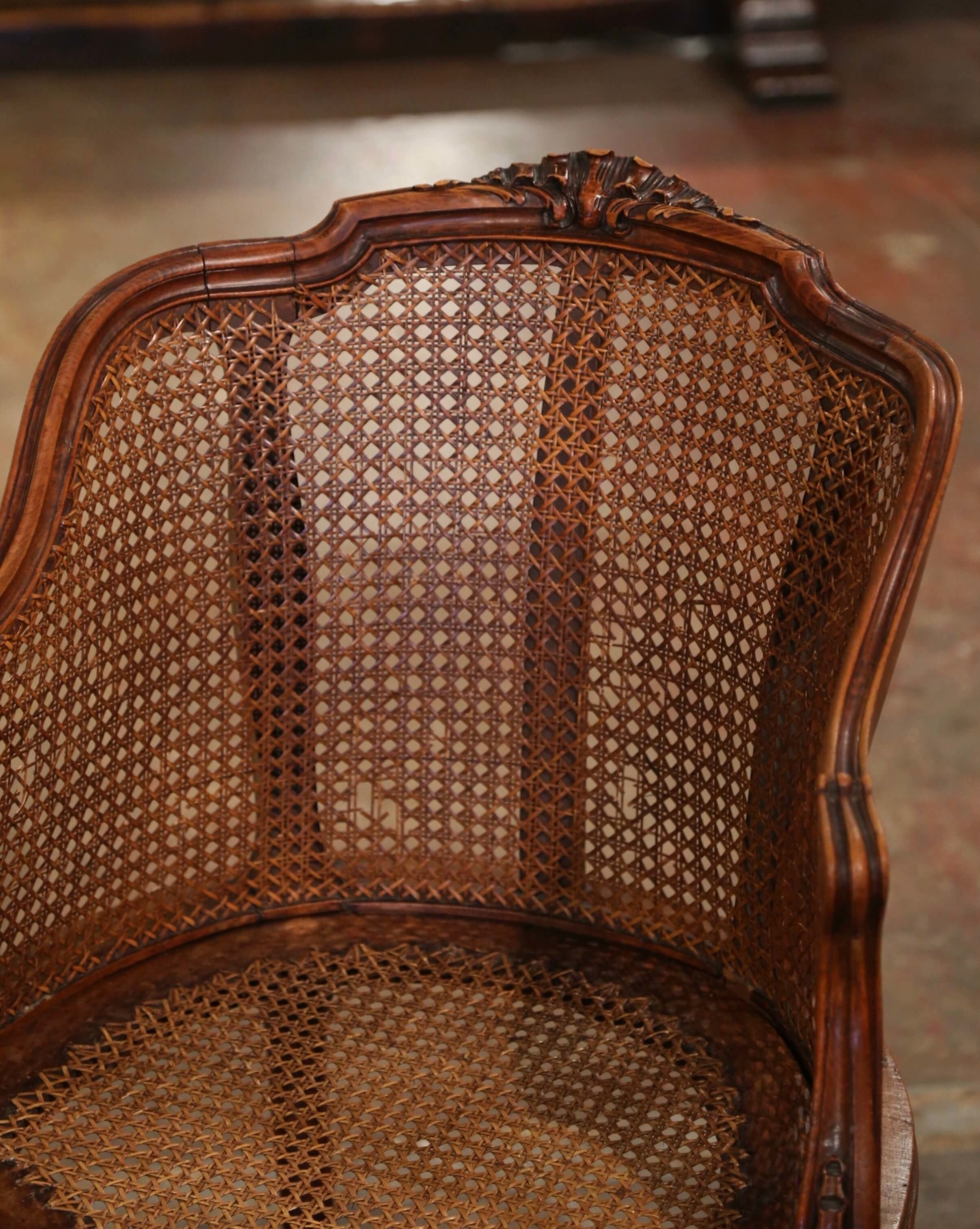 19th Century French Louis XV Cane Five-Leg Desk Armchair - Country French  Interiors