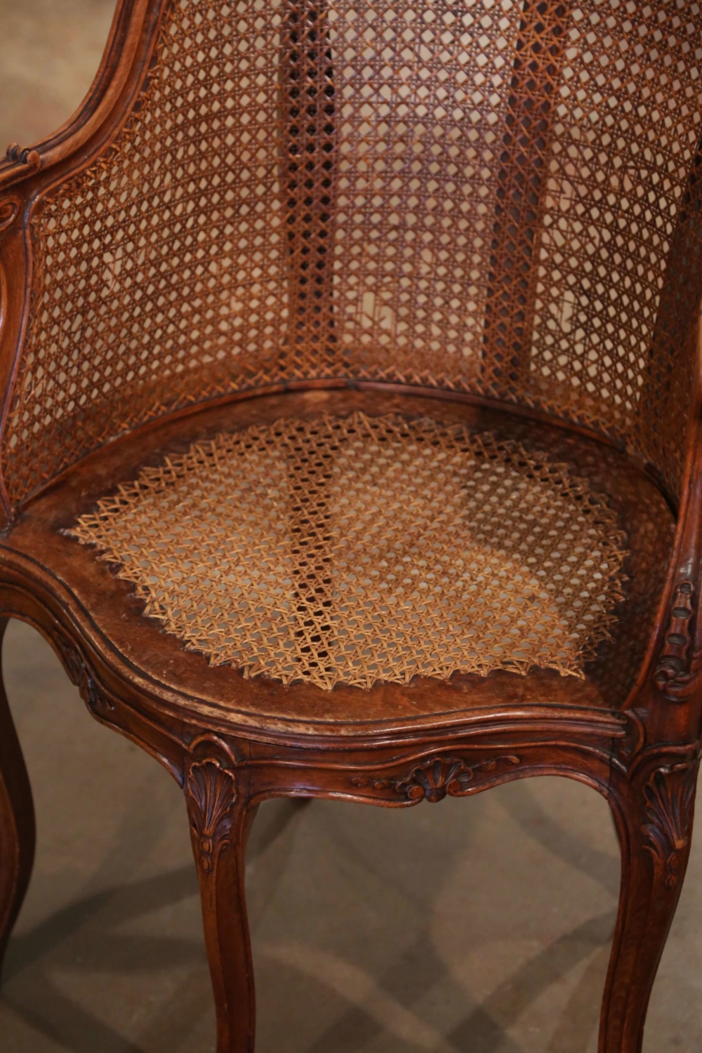 19th Century French Louis XV Cane Five-Leg Desk Armchair - Country French  Interiors