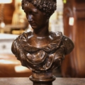 19th Century French Patinated Cast Iron Female Bust Signed Barbezat & Cie -  Country French Interiors