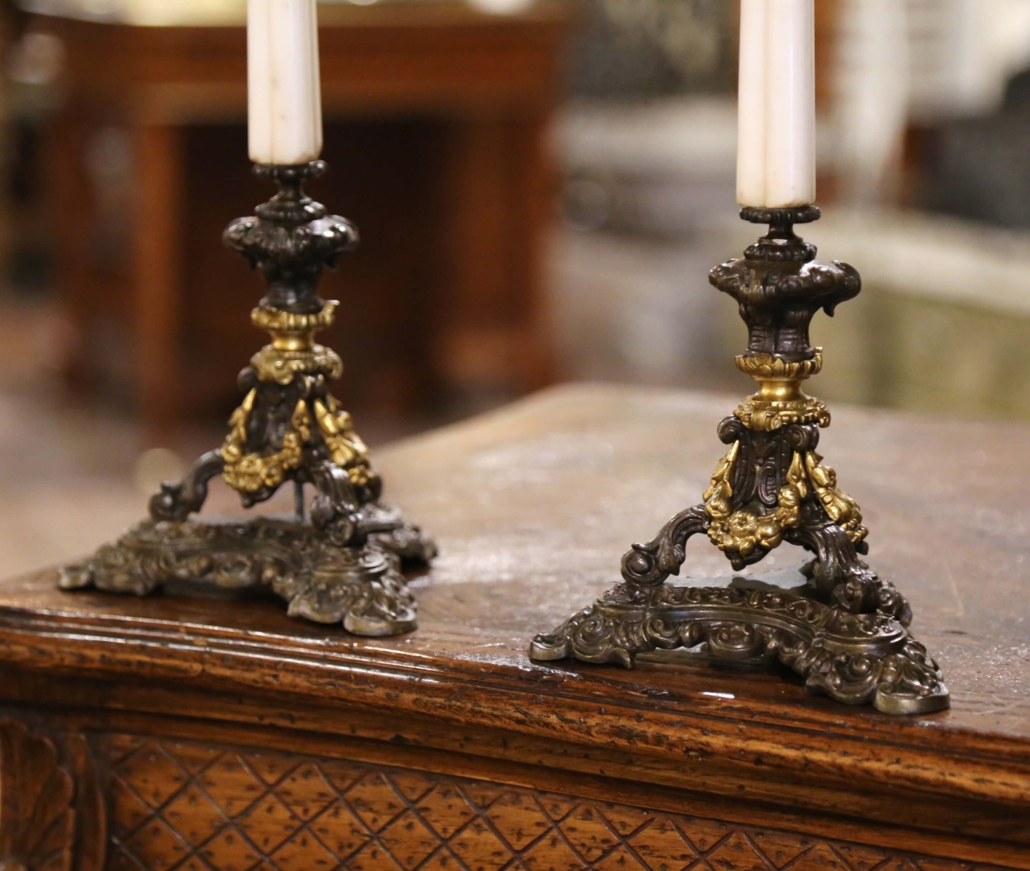 Pair of 19th Century French Napoleon III Bronze and Marble