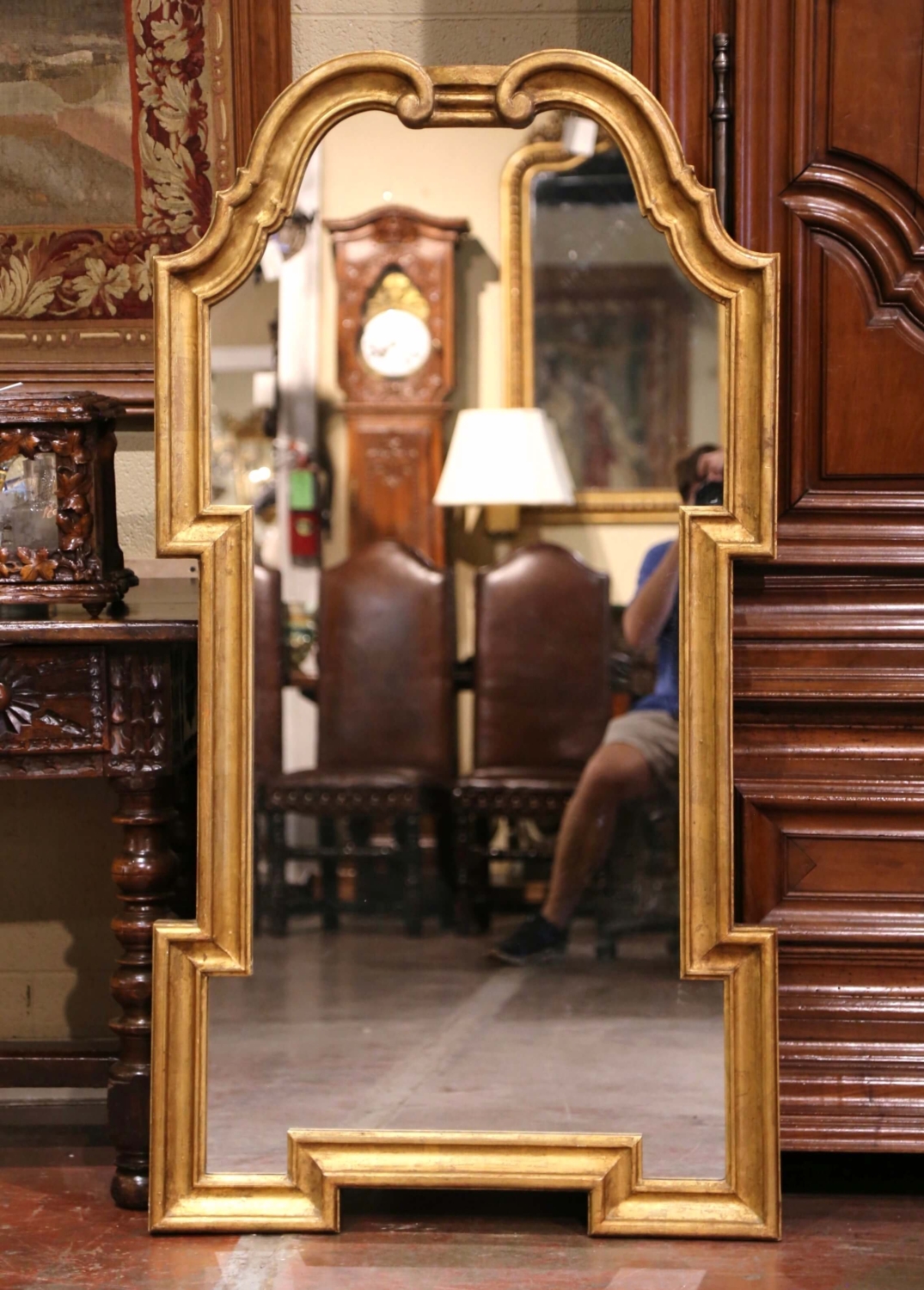 Hollywood Regency Style Carved Wood Silver Wall Mirror