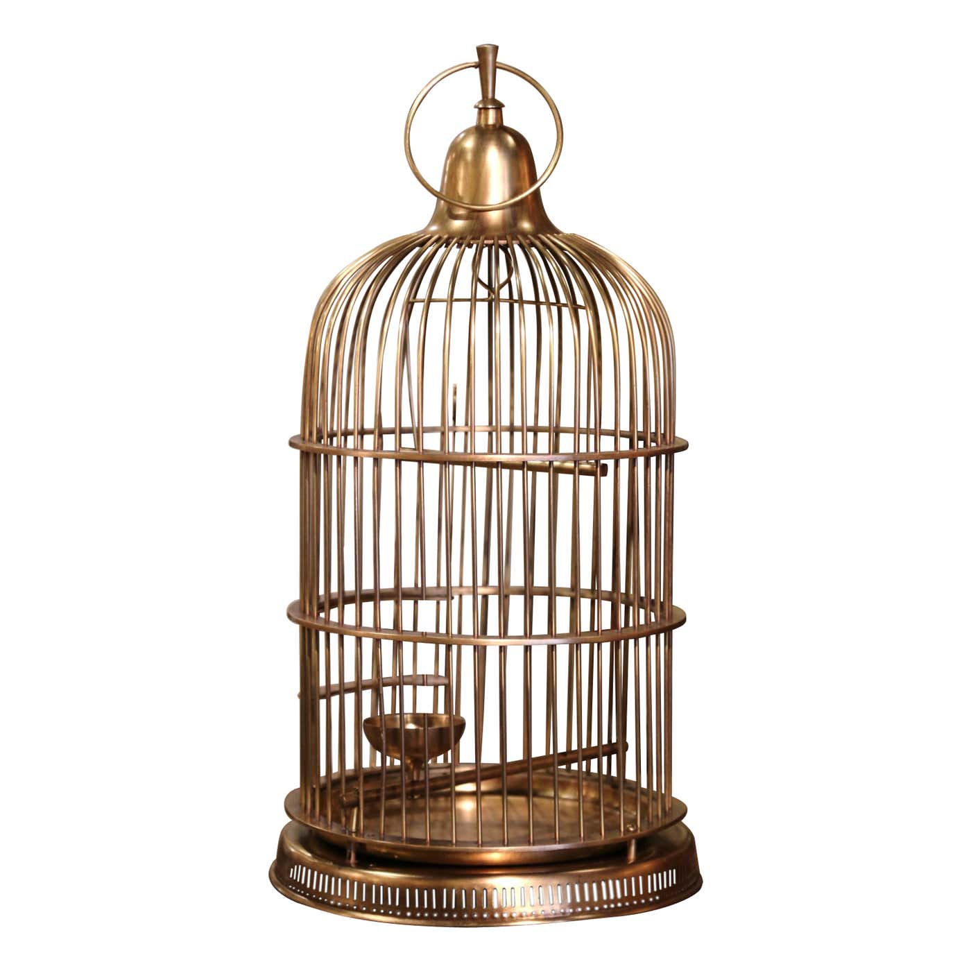 Early 20th Century French Napoleon III Brass Wire Birdcage - Country French  Interiors